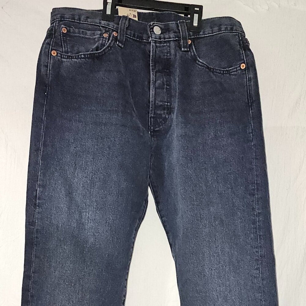 Levi's 501 Premium Button Fly Straight Leg Denim Jeans 31X34 Men's Dark Blue